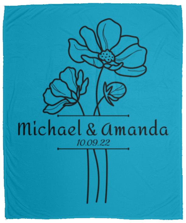 Custom Split Flower Personalized Split Flower Newlywed Blanket