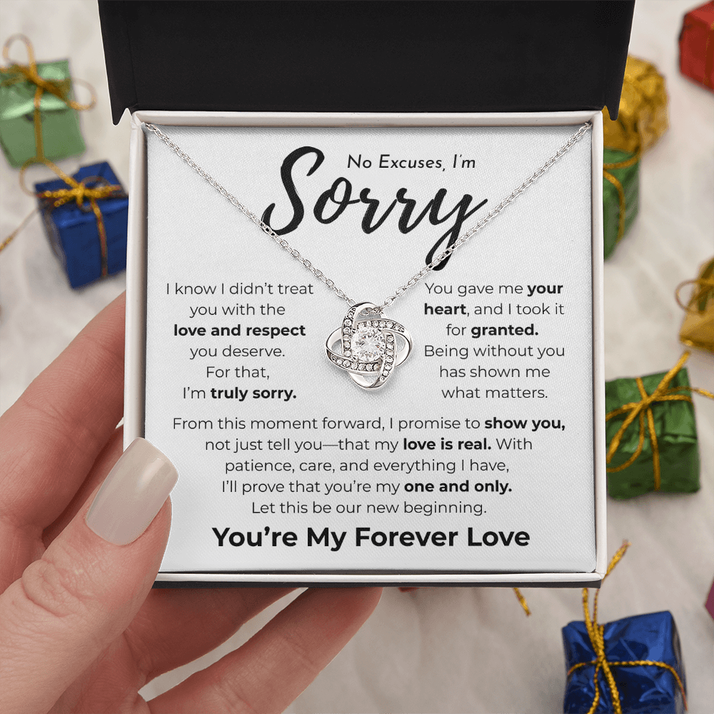 Apology Gift For Her | No Excuses, I'm Sorry | Love Knot Necklace