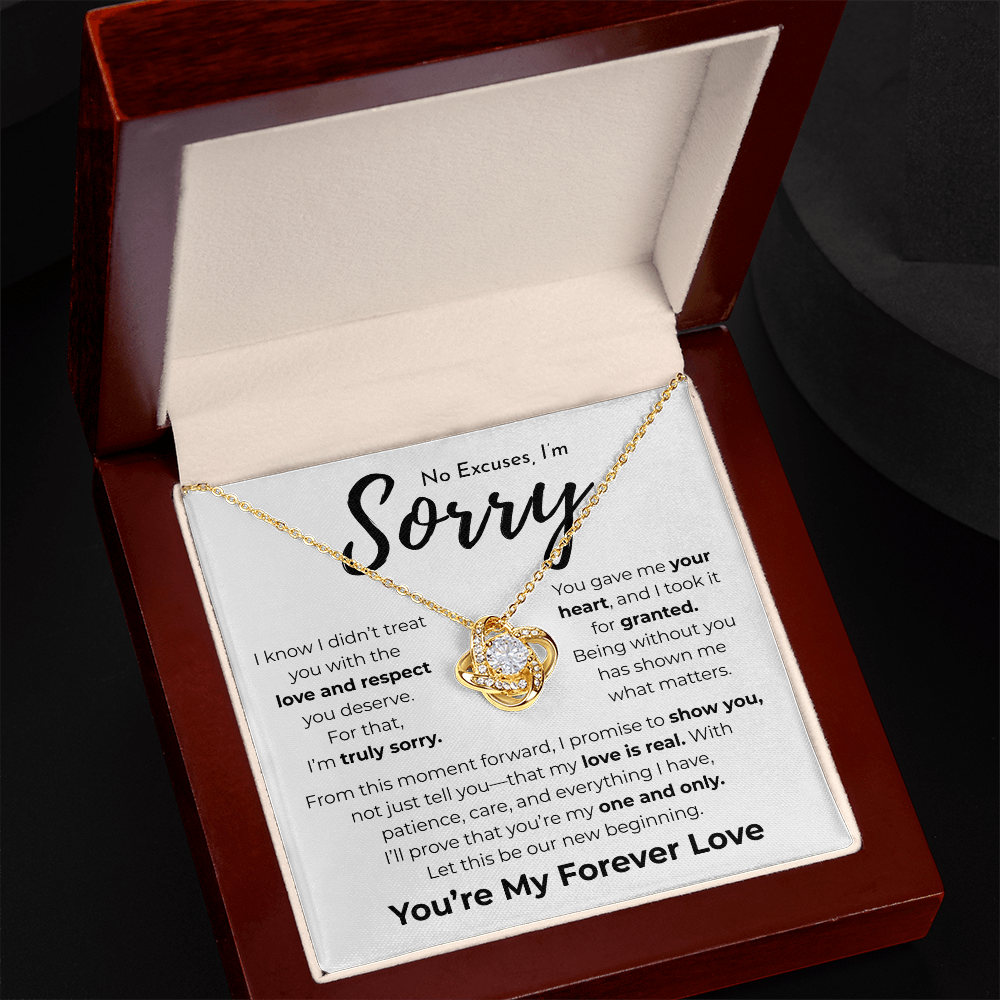 Apology Gift For Her | No Excuses, I'm Sorry | Love Knot Necklace