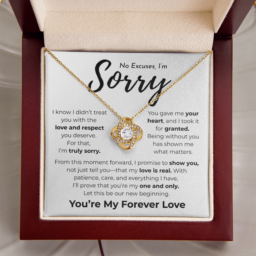 Apology Gift For Her | No Excuses, I'm Sorry | Love Knot Necklace