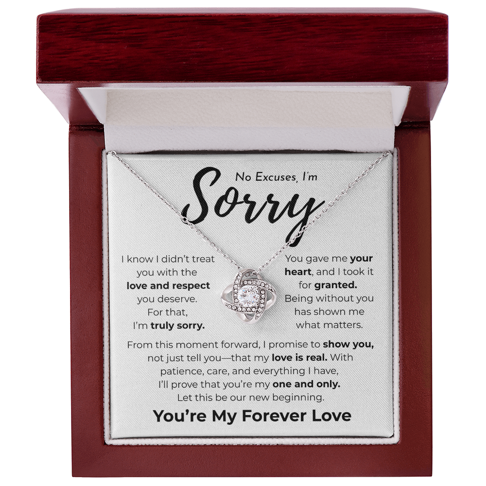 Apology Gift For Her | No Excuses, I'm Sorry | Love Knot Necklace