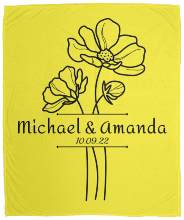 Custom Split Flower Personalized Split Flower Newlywed Blanket