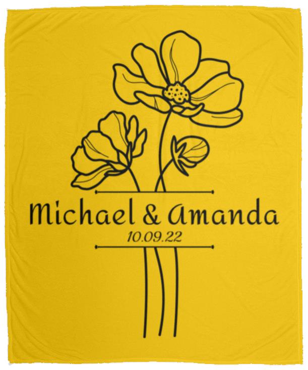 Custom Split Flower Personalized Split Flower Newlywed Blanket
