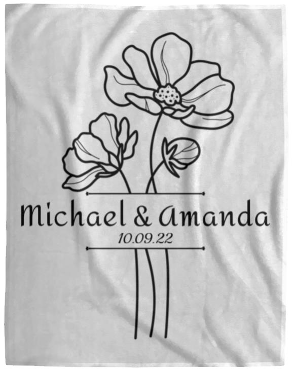 Custom Split Flower Personalized Split Flower Newlywed Blanket