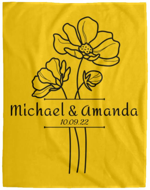 Custom Split Flower Personalized Split Flower Newlywed Blanket