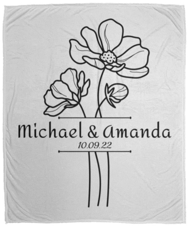 Custom Split Flower Personalized Split Flower Newlywed Blanket
