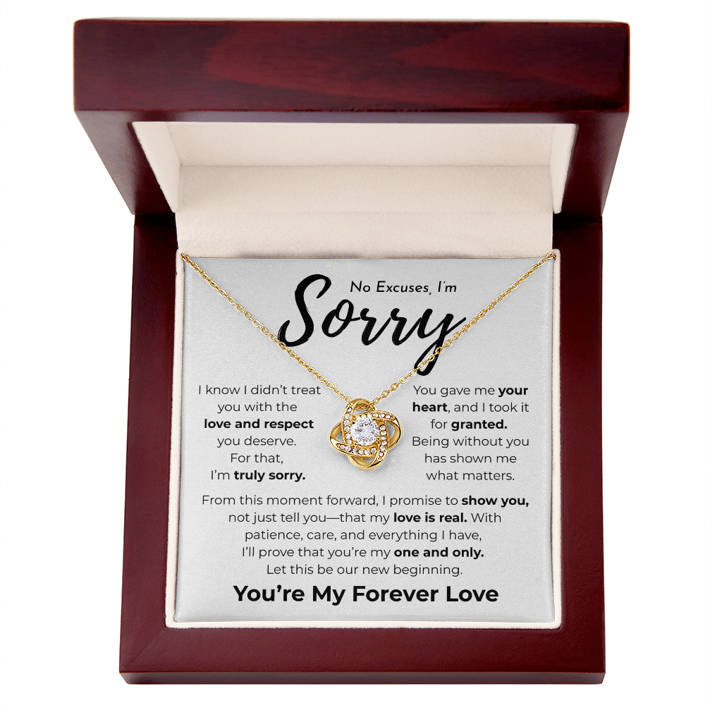 Apology Gift For Her | No Excuses, I'm Sorry | Love Knot Necklace