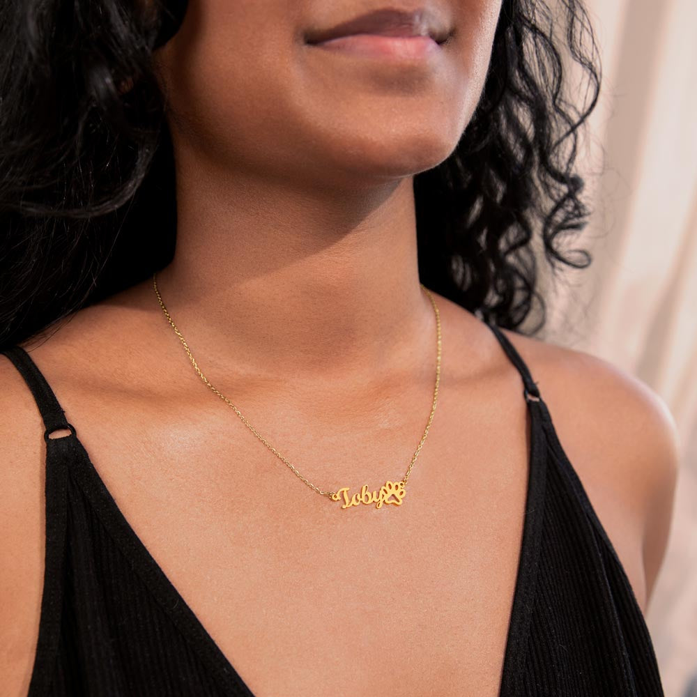 Dog Name Necklace | Personalized Dog Ears Necklace | Custom Pet Jewelry | Pet Name Necklace | Pet Memorial Gift, Gift for Her,Christmas Gift