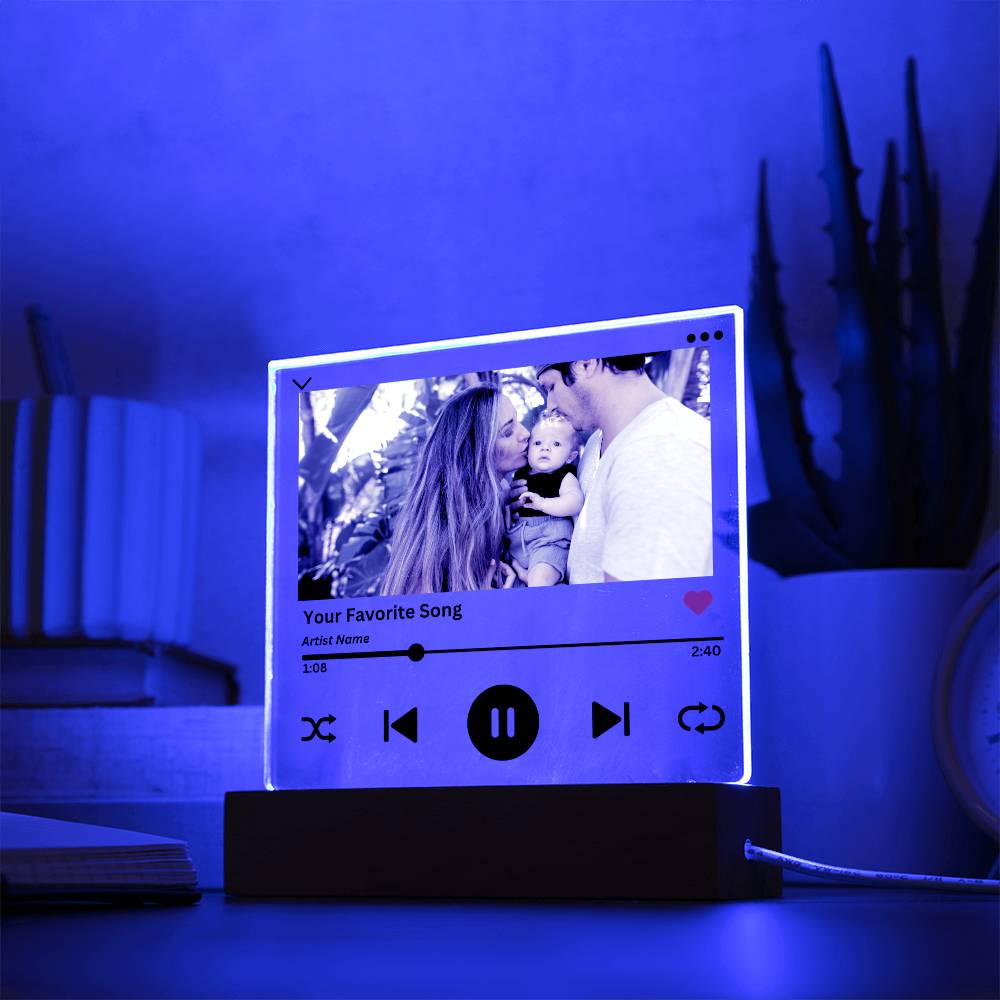 Custom Music Song Plaque | Custom Couple Picture Plaque | Couple Glass Art | Acrylic Song Plaque | Picture With Song | Custom Night Light