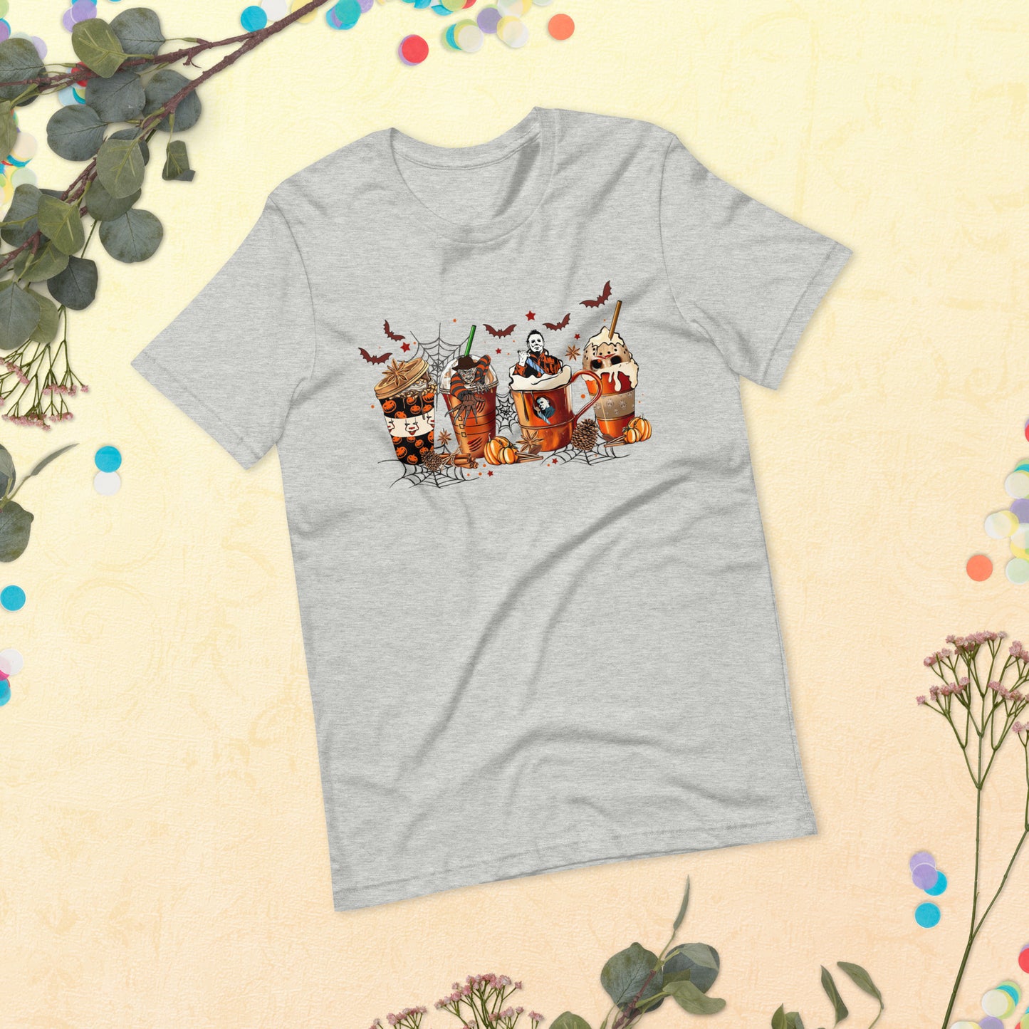 Skeleton Coffee Cups T-shirt, Coffee Cups t-shirt, Skull Coffee Cup T-shirt, Skeleton Halloween T-shirt, Coffee Lover t-shirt