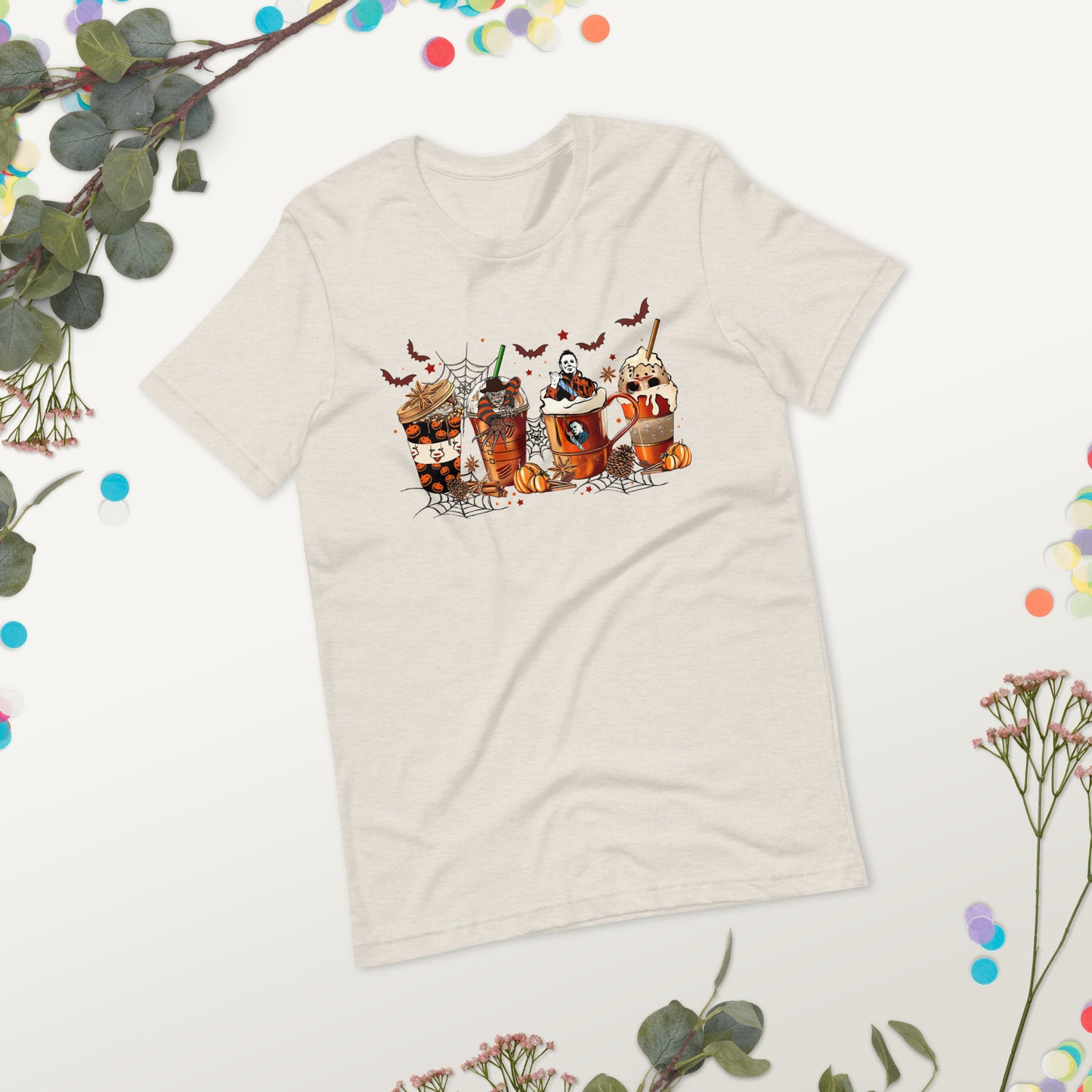 Skeleton Coffee Cups T-shirt, Coffee Cups t-shirt, Skull Coffee Cup T-shirt, Skeleton Halloween T-shirt, Coffee Lover t-shirt