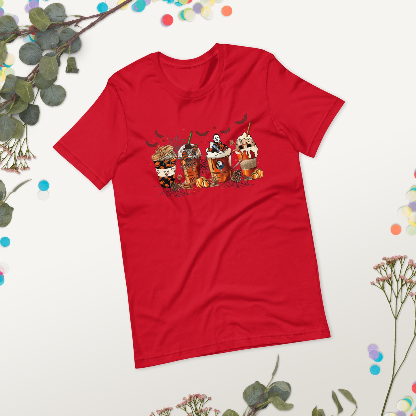 Skeleton Coffee Cups T-shirt, Coffee Cups t-shirt, Skull Coffee Cup T-shirt, Skeleton Halloween T-shirt, Coffee Lover t-shirt